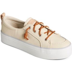 Sperry Women's Cream Leather Platform Sneakers